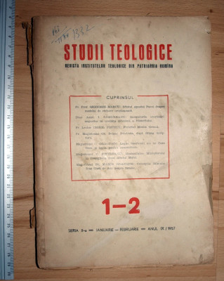 CARTE VECHE - STUDII TEOLOGICE = IANUARIE , FEBRUARIE 1957 foto