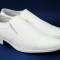 Pantofi albi eleganti barbatesti din piele naturala cu elastic mas. 41 - Lichidare de stoc!