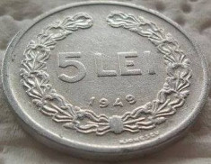 Moneda 5 Lei - ROMANIA, anul 1949 *cod 2682 xF foto