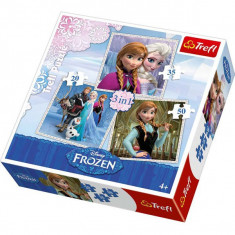 Puzzle Frozen - Anna, Elsa, Kristoff si Olaf 3 in 1 Trefl foto