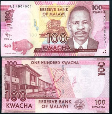 !!! MALAWI - 100 KWACHA 01.01.2012 - P 59 a - UNC foto