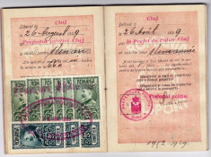 Pasaport pentru strainatate 1929,Prefectul Politiei Cluj,francatura superba foto