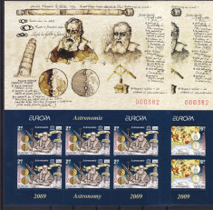 ROMANIA 2009, LP 1832 a , EUROPA ASTRONOMIE MINICOLI 6 TIMBRE CU MANSETA MNH foto