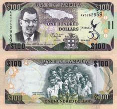 JAMAICA 100 dollars 2012 COMEMORATIVA UNC!!! foto