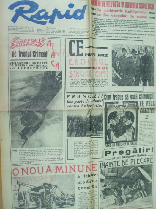 Rapid 5 noiembrie 1941 aviatie Crimeea caricatura Isus Neagu Radulescu moda