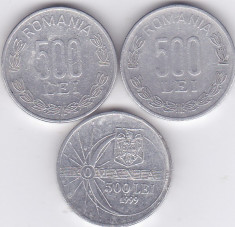 Moneda Romania 500 Lei 1999/2000 - KM#145 si 146 (3 monede, incl. &amp;quot;eclipsa&amp;quot;) VF+ foto