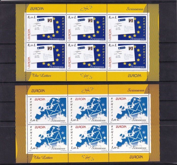 ROMANIA 2008 LP 1802 b EUROPA SCRISOAREA MINICOALA 6 TIMBRE MNH