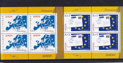 ROMANIA 2008 LP 1802 c EUROPA SCRISOAREA SET BLOCURI DE 4 TIMBRE I+II MNH foto