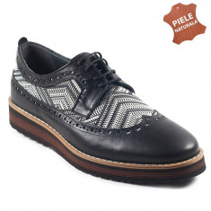 Pantofi barbati piele naturala JONES 1 negru + gri (Marime: 41) foto