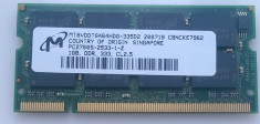 Memorie Laptop DDR1 333 1GB RAM Micron Impecabil Sodimm PC2700 foto