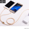 Cablu textil Hoco 2in1 incarcare multipla,USB + Lightning + MicroUSB, gold