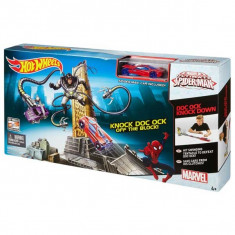 Jucarie Hot Wheels Pista Spiderman contra Doctor Octopus CDK10 Mattel foto