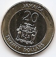 Jamaica 20 Dolari 2006 Elizabeth II, non-magnetic, 23 mm KM-182 UNC !!! foto