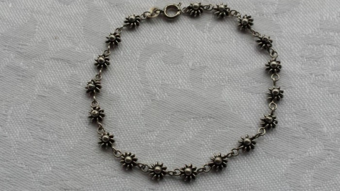 Bratara argint art deco Franta 1930 model floral inlantuit pe 1 rand finuta
