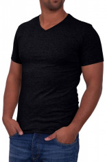 Tricou Barbati Pearly King Negru Classic - V Neck foto