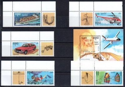 CAMBOGIA 1992, Aviatie, Transporturi, Leonardo da Vinci, serie neuzata, MNH foto