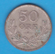 (1) MONEDA DIN ARGINT SUEDIA - 50 ORE 1939, LIT. G foto