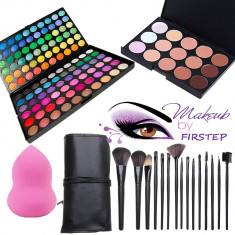 Set Trusa fard machiaj 120 culori + Fond de ten corector + 15 pensule make up foto