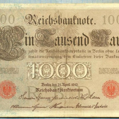 A1024 BANCNOTA-GERMANIA-1000 MARK -ANUL 1910 -SERIA 4867447-starea care se vede