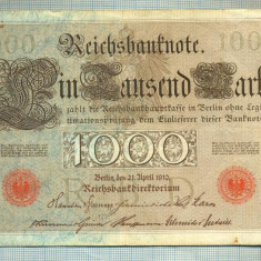 A1003 BANCNOTA-GERMANIA-1000 MARK -ANUL 1910 -SERIA 2332894-starea care se vede