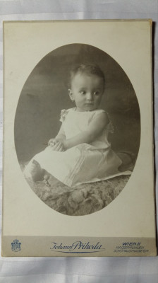 FOTOGRAFIE VECHE DE CABINET - BEBE - SFARSIT DE 1800 INCEPUT DE 1900 foto