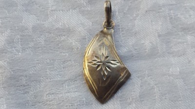 argint MEDALION YEMENIT etnic TRIBAL gravat manual VECHI vintage UNIC de efect foto