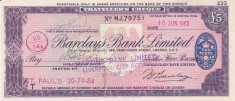 Cec de calatorie Barclays Bank Limited 5 Pounds - 1963 foto