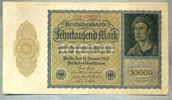 A 1017 BANCNOTA-GERMANIA-10000 MARK-ANUL 1922-SERIA 416104-starea care se vede