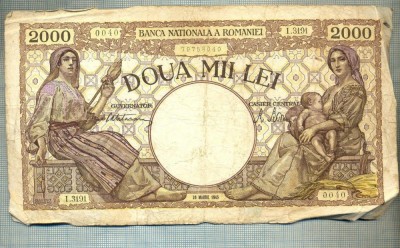 A1027 BANCNOTA-ROMANIA-2000 LEI- 20 MATIE 1945 -S.3191-RARA-starea care se vede foto