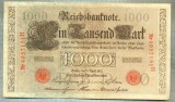 A1013 BANCNOTA-GERMANIA-1000 MARK -ANUL 1910 -SERIA 4957151-starea care se vede