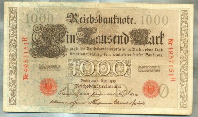 A1013 BANCNOTA-GERMANIA-1000 MARK -ANUL 1910 -SERIA 4957151-starea care se vede foto