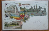 Cumpara ieftin Salutari din Bucuresti ; Cismigiu , 1899 , cromolitografie color