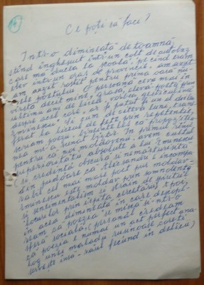 Manuscris al scriitorului Cezar Ivanescu ; Ce poti sa faci? , 9 pagini foto