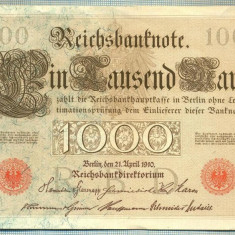 A1023 BANCNOTA-GERMANIA-1000 MARK -ANUL 1910 -SERIA 3531527-starea care se vede