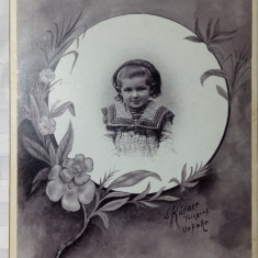FOTOGRAFIE VECHE DE CABINET - PORTRET DE FETITA - SFARSIT DE 1800 INCEPUT 1900
