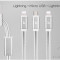 Cablu incarcare impletit + TPU 3in1 Hoco 2 x Lightning, MicroUSB iPhone,Samsung