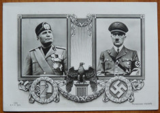 Carte postala circulata ; Suvenir postal , Hitler si Mussolini ,1938 , feroviara foto