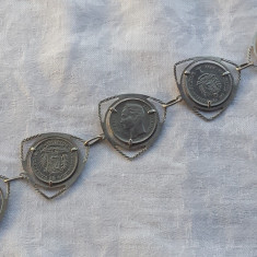 BRATARA argint din MONEZI vechi VENEZUELA BOLIVAR intre 1850 - 1970 unicat RARA