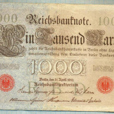 A1011 BANCNOTA-GERMANIA-1000 MARK -ANUL 1910 -SERIA 1169304-starea care se vede