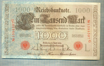 A1012 BANCNOTA-GERMANIA-1000 MARK -ANUL 1910 -SERIA 1584597-starea care se vede foto