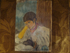 Portret in pastel in ulei,dimensiunea 30/42 cm. foto