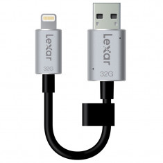 Stick USB 3.0/Lightning Lexar JumpDrive C20i 32GB Negru - Argintiu foto