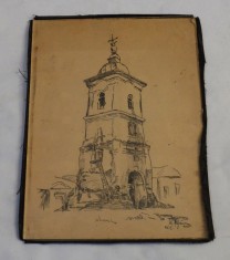 Nicolae Stefanescu &amp;quot;Clopotnita&amp;quot; desen 1927 foto