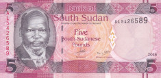 Bancnota Sudanul de Sud 5 Pounds 2015 - P6b UNC foto