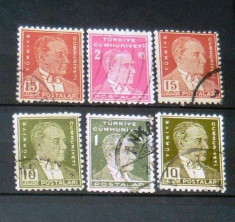 Serie 6 timbre vechi Ataturk 1931 Turcia 2+1 gratis RBK20213 foto