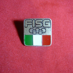 Insigna Olimpica FISG - Federatia Italia de Sporturi pe Gheata , 1,5x1,5 cm