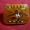 Insigna Campionate Europene de Atletism III-JEAP , 4,1x3,2 cm ,metal si email