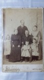 FOTOGRAFIE VECHE DE CABINET - 3 GENERATII - FAMILIE NUMEROASA - DATATA 1893