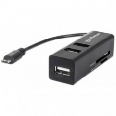 Manhattan 406239 imPORT Hub - cititor card + 3 x USB 2.0 - USB OTG foto