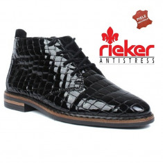 Ghete dama piele naturala RIEKER 70612-00 negru croco lac (Marime: 41) foto